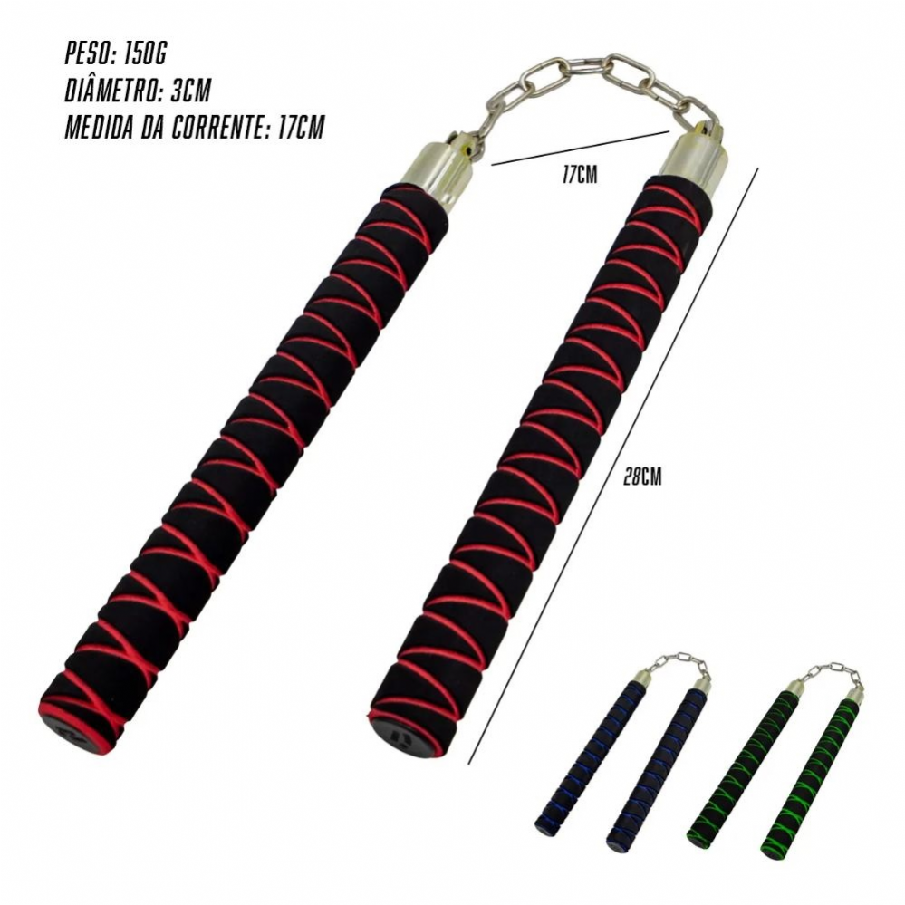 Nunchaku Treino - Forrado Espuma - Elo Corrente