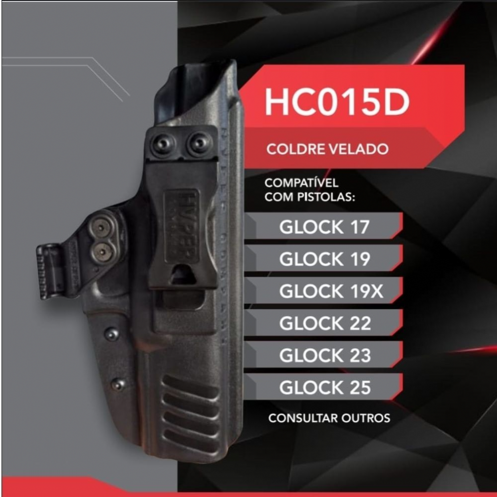 Coldre Polmero Uso Velado Hyper - Pistola Glock G17 G19 G22 G23 G25