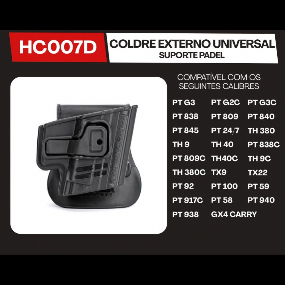 Coldre Polmero Ostensivo Hyper - Pistolas Taurus Universal