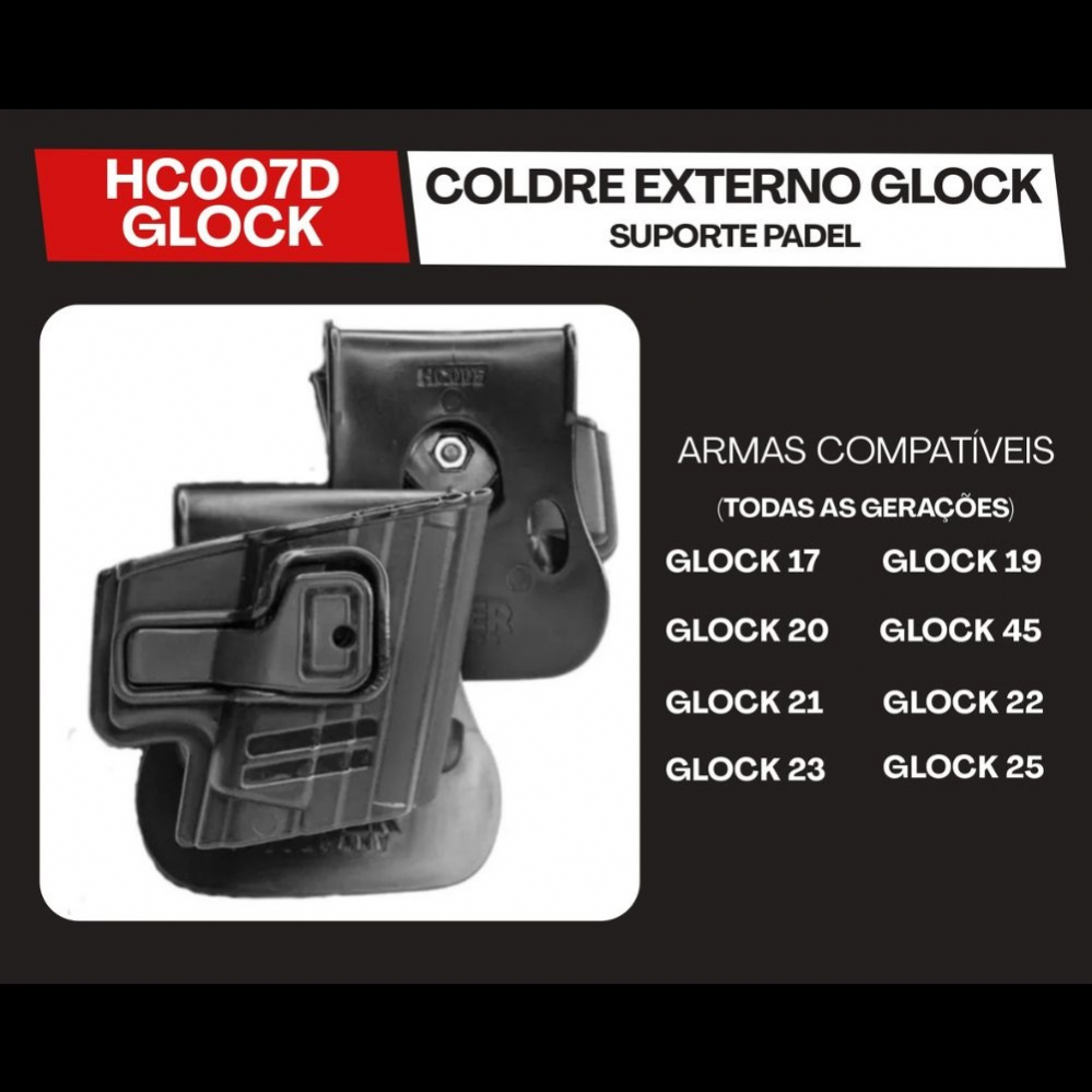 Coldre Polmero Ostensivo Hyper - Pistolas Glock Universal