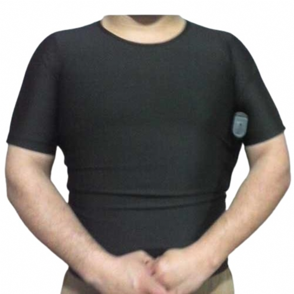 Camiseta Manga Curta Com Coldre + Porta Carregador - Masculina Preta - Destra