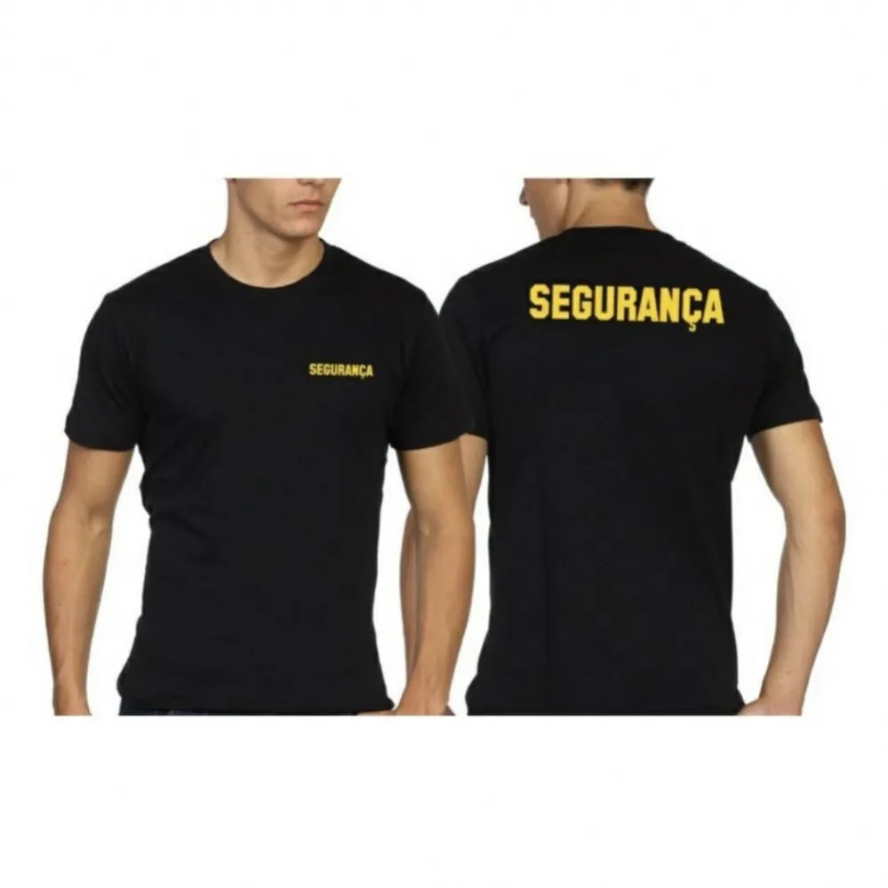 Camiseta T�tica Preta - Seguran�a em Amarelo
