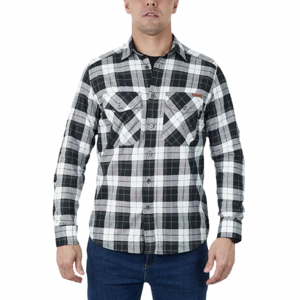 Camisa Invictus Lumberjack Summer Manga Longa - Preta / Branca / Verde