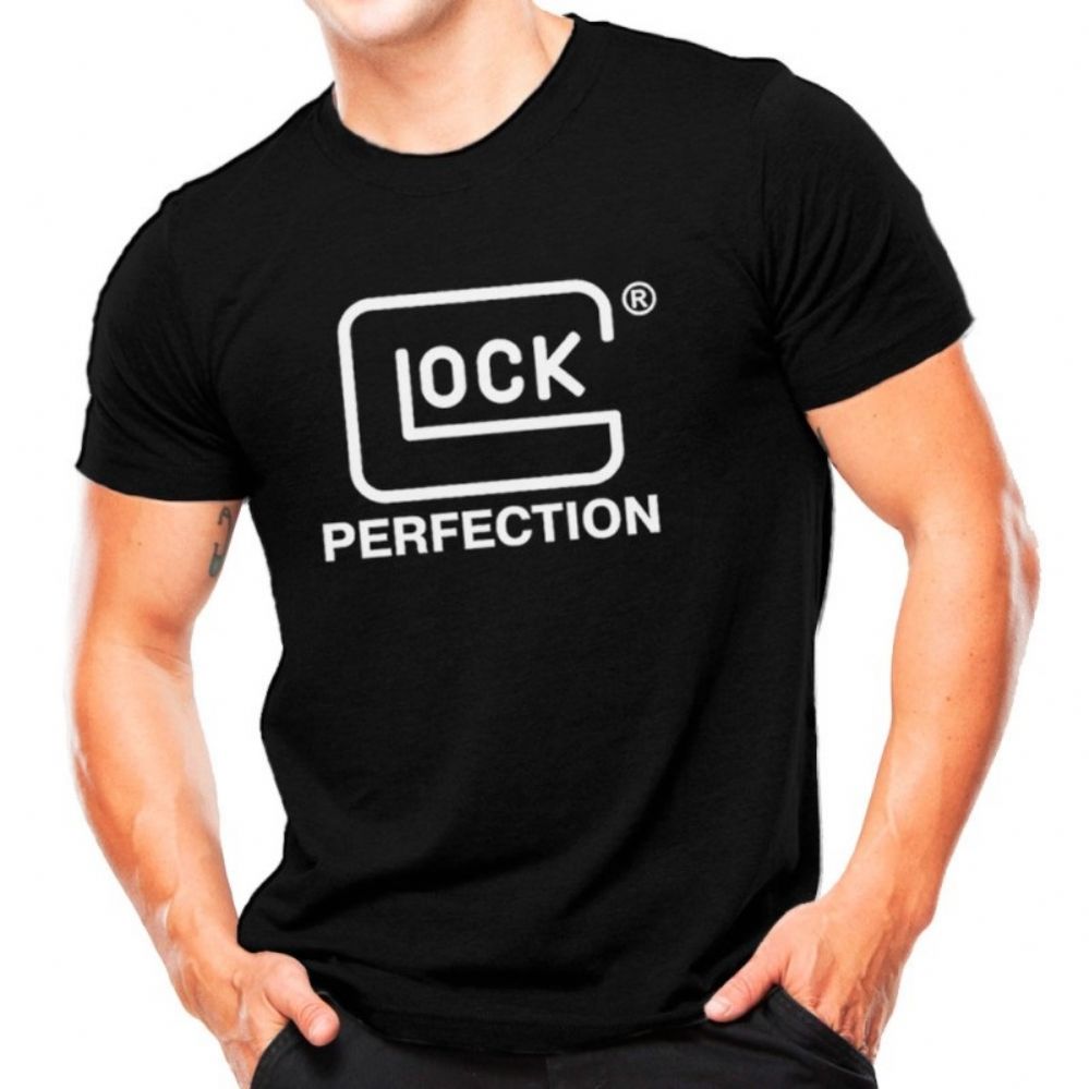 Camiseta Manga Curta Preta - Glock Perfection - Estampa Branca