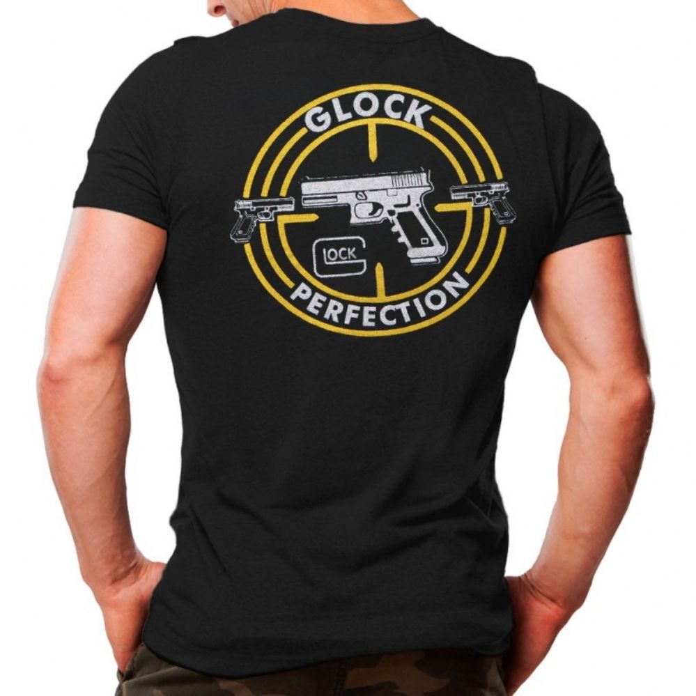 Camiseta Manga Curta Preta - Glock Perfection - Estampa Amarela