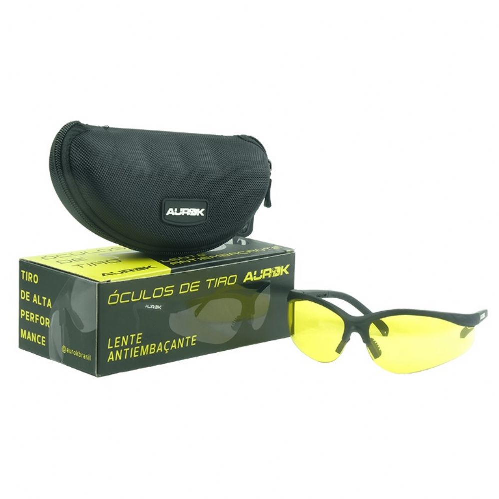 Óculos Tático Aurok - Lente Amarela + Estojo