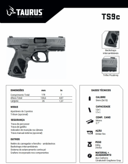 Pistola Taurus TS9C - Graphene 9mm