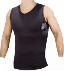 Regata Com Coldre / Porta Carregador Feminina Preta - Destro