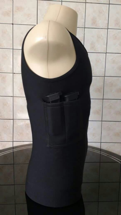 Regata Com Coldre / Porta Carregador Feminina Preta - Destro