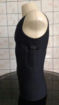 Regata Com Coldre / Porta Carregador Masculina Preta - Canhota