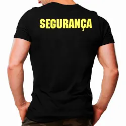 Camiseta T�tica Preta - Seguran�a em Amarelo