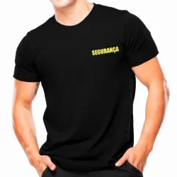 Camiseta T�tica Preta - Seguran�a em Amarelo