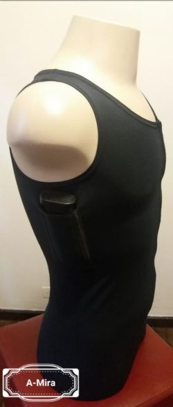 Regata Com Coldre / Porta Carregador Masculina Preta - Destro