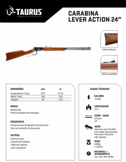 Carabina Rossi Puma Lever Action - Inox Alto Brilho - Cano Octagonal 24 .38 SPL