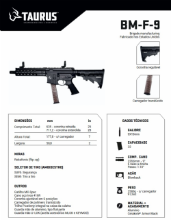 Carabina Taurus BM-F-9 Brigade - Semi-Auto - Armor Black 9mm
