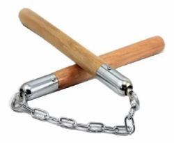 Nunchaku Treino - Madeira  Natural - Corrente