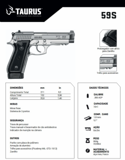 Pistola Taurus 59S com Zarelho - Inox Fosco .380 ACP