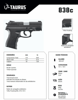 Pistola Taurus 838c - Tenox .380 ACP