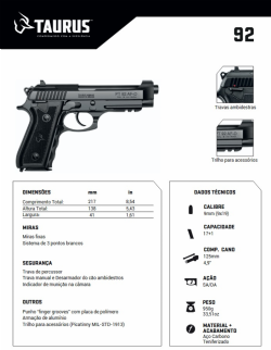 Pistola Taurus 92 AF-D - Tenox  9mm