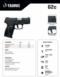 Pistola Taurus G2c - Carbono Fosco .40 SeW