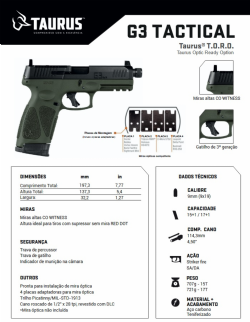 Pistola Taurus G3 Tactical - Od Green 9mm
