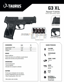 Pistola Taurus G3 XL T.O.R.O. 9mm