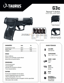 Pistola Taurus G3c T.O.R.O. - Tenox  9mm