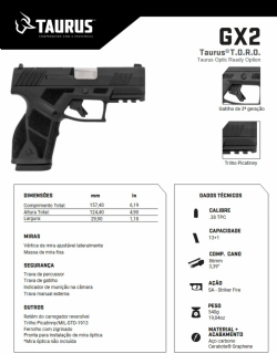 Pistola Taurus GX2 T.O.R.O. .38 TPC