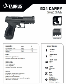 Pistola Taurus GX4 Carry Graphene T.O.R.O. .38 TPC