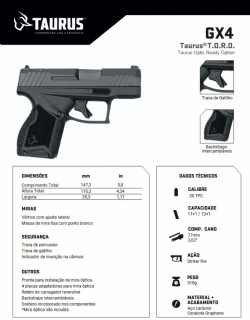 Pistola Taurus GX4 T.O.R.O. .38 TPC