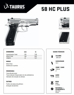 Pistola Taurus 58HC Plus - Inox Fosco .380 ACP