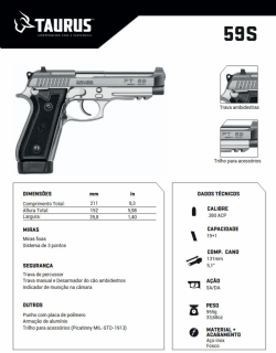 Pistola Taurus 59S - Inox Fosco .380 ACP