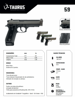 Pistola Taurus 59 - Sand .380 ACP