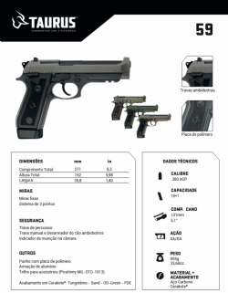 Pistola Taurus 59 - Tungst�nio .380 ACP