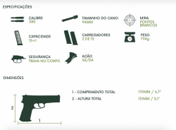 Pistola Taurus 938 - Inox Fosco .380 ACP