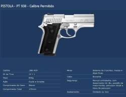 Pistola Taurus 938 - Inox Fosco .380 ACP