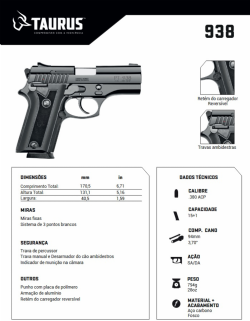 Pistola Taurus 938 - Carbono Fosco .380 ACP
