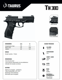 Pistola Taurus TH380 - Tenox .380 ACP