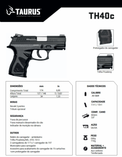 Pistola Taurus TH40c - Tenox .40 SeW