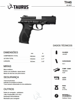 Pistola Taurus TH45 - Tenox .45 ACP