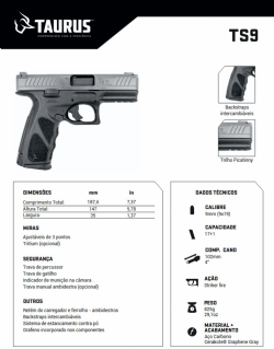 Pistola Taurus TS9 - Graphene 9mm